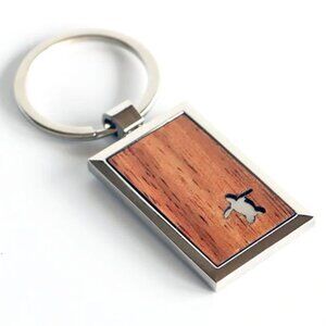 NWT KoaWood Ranch Honu Koa Wood and Chrome Keychain